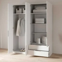 Draaideurkasten-CBA Kledingkast Spectre 157cm 4 deuren & 2 lades - mat wit
