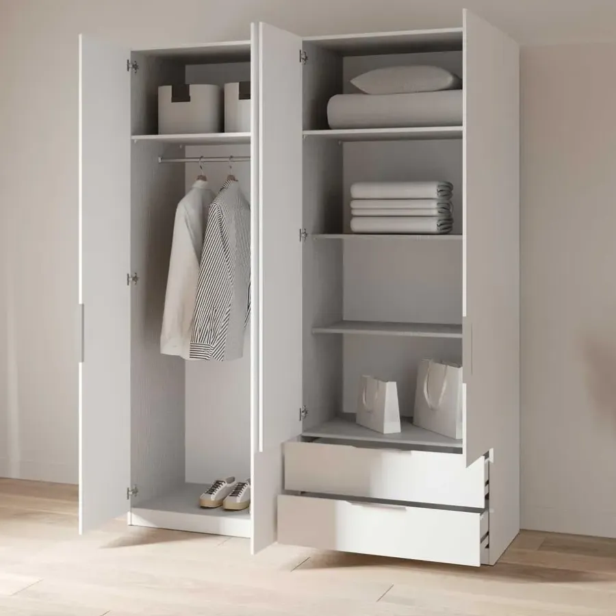 Draaideurkasten-CBA Kledingkast Spectre 157cm 4 deuren & 2 lades - mat wit