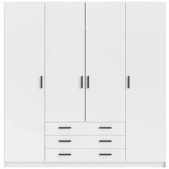 Kledingkasten|Kledingkasten-Leen Bakker Kledingkast Sprint 4-deurs - wit - 200x196x50 cm