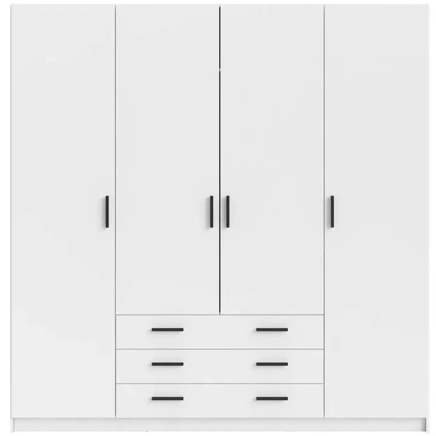 Kledingkasten|Kledingkasten-Leen Bakker Kledingkast Sprint 4-deurs - wit - 200x196x50 cm