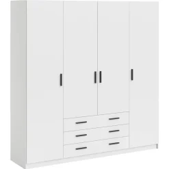 Kledingkasten|Kledingkasten-Leen Bakker Kledingkast Sprint 4-deurs - wit - 200x196x50 cm