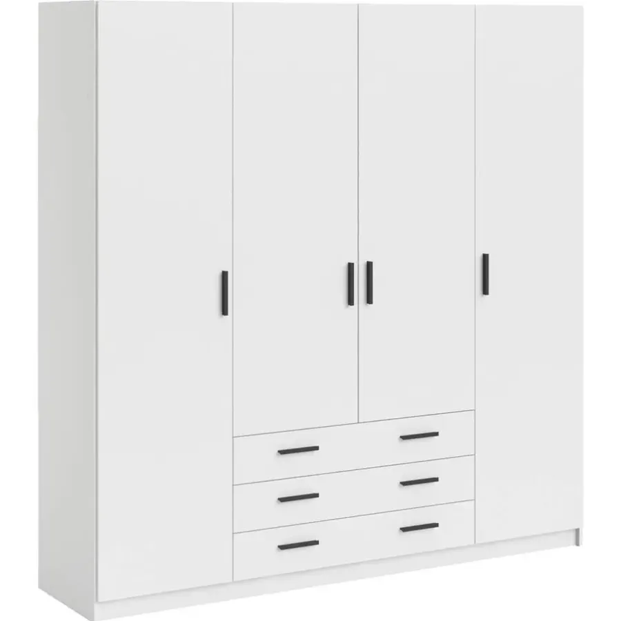 Kledingkasten|Kledingkasten-Leen Bakker Kledingkast Sprint 4-deurs - wit - 200x196x50 cm