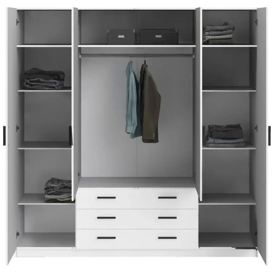 Kledingkasten|Kledingkasten-Leen Bakker Kledingkast Sprint 4-deurs - wit - 200x196x50 cm