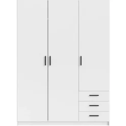 Leen Bakker Kledingkast Sprint 3-deurs - wit - 200x147x50 cm