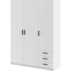 Leen Bakker Kledingkast Sprint 3-deurs - wit - 200x147x50 cm