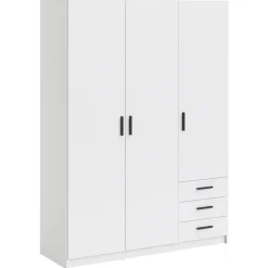 Leen Bakker Kledingkast Sprint 3-deurs - wit - 200x147x50 cm