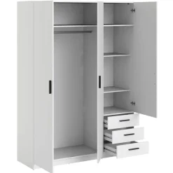Leen Bakker Kledingkast Sprint 3-deurs - wit - 200x147x50 cm