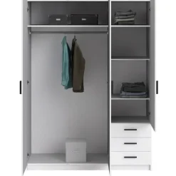Leen Bakker Kledingkast Sprint 3-deurs - wit - 200x147x50 cm