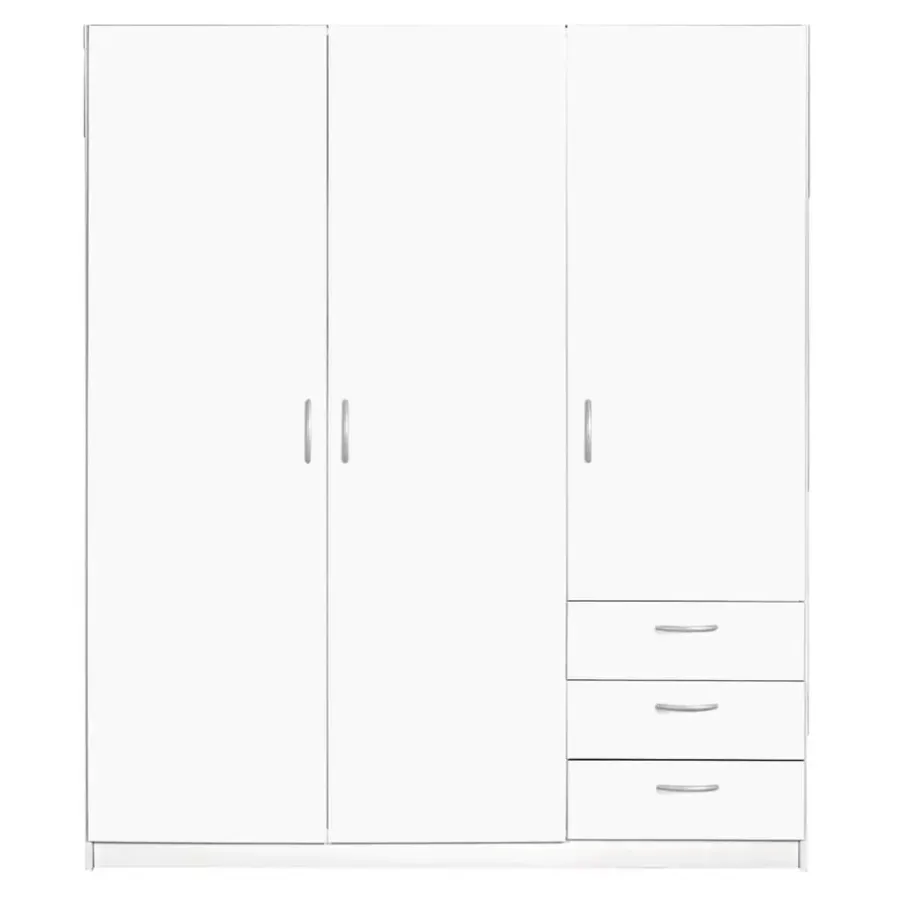Leen Bakker Kledingkast Varia 3-deurs - wit - 175x146x50 cm