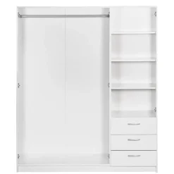 Leen Bakker Kledingkast Varia 3-deurs - wit - 175x146x50 cm