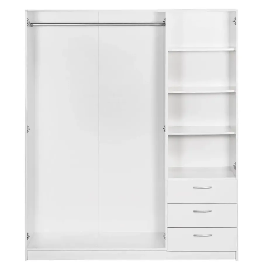 Leen Bakker Kledingkast Varia 3-deurs - wit - 175x146x50 cm