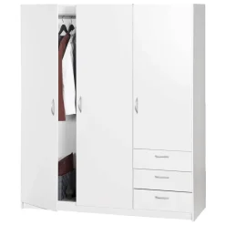 Leen Bakker Kledingkast Varia 3-deurs - wit - 175x146x50 cm