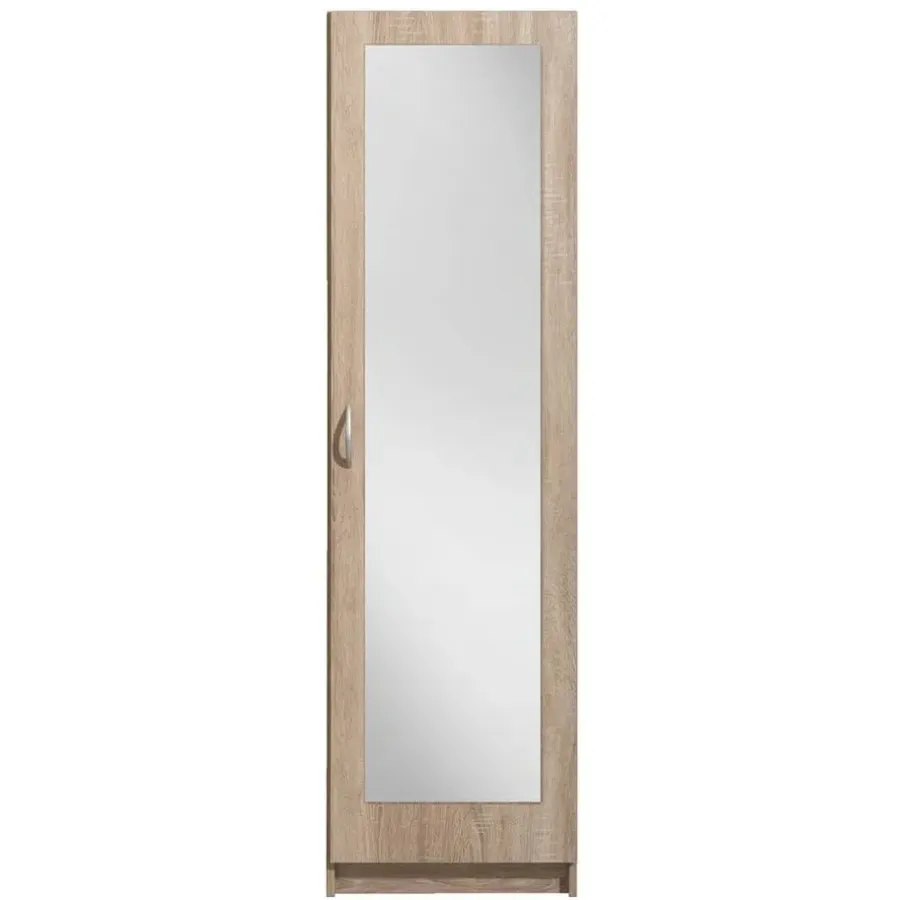 Leen Bakker Kledingkast Varia 1-deurs inclusief spiegel - licht eiken - 175x49x50 cm
