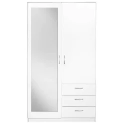Kledingkasten|Kledingkasten-Leen Bakker Kledingkast Varia 2-deurs met spiegel - wit - 175x97x50 cm