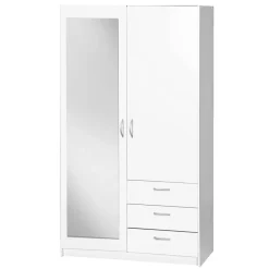 Kledingkasten|Kledingkasten-Leen Bakker Kledingkast Varia 2-deurs met spiegel - wit - 175x97x50 cm