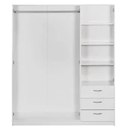 Kledingkasten|Kledingkasten-Leen Bakker Kledingkast Varia 3-deurs met spiegel - wit - 175x146x50 cm