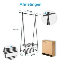 Merkloos Kledingrek - metaal - zwart