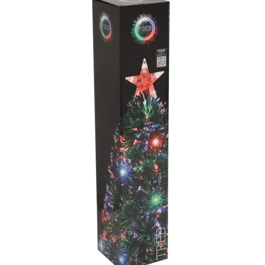 Kerstbomen-Merkloos Kleine Fiber kunst kerstboom - H60 cm - met kerstverlichting -led