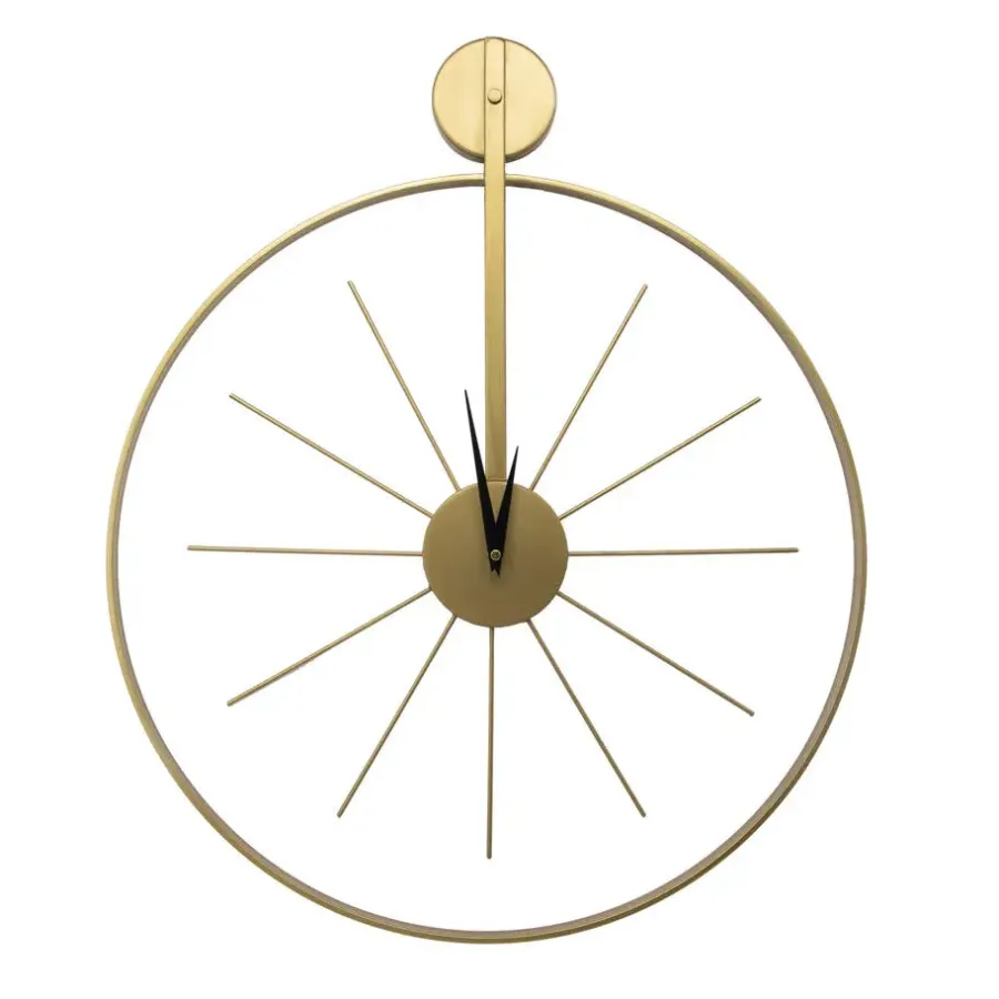 Klokken-Art for the Home Klok - Luxe Gouden Ronde Hangende Klok - 55 x 65