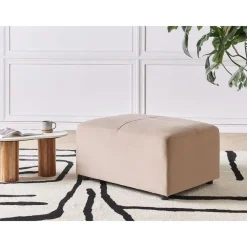 Hockers En Voetenbanken-Leen Bakker KOHLO - Ottomaan - Taupe - Polyester