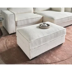 Hockers En Voetenbanken-Leen Bakker KOLDING - Ottomaan - Lichtbeige - Bouclé