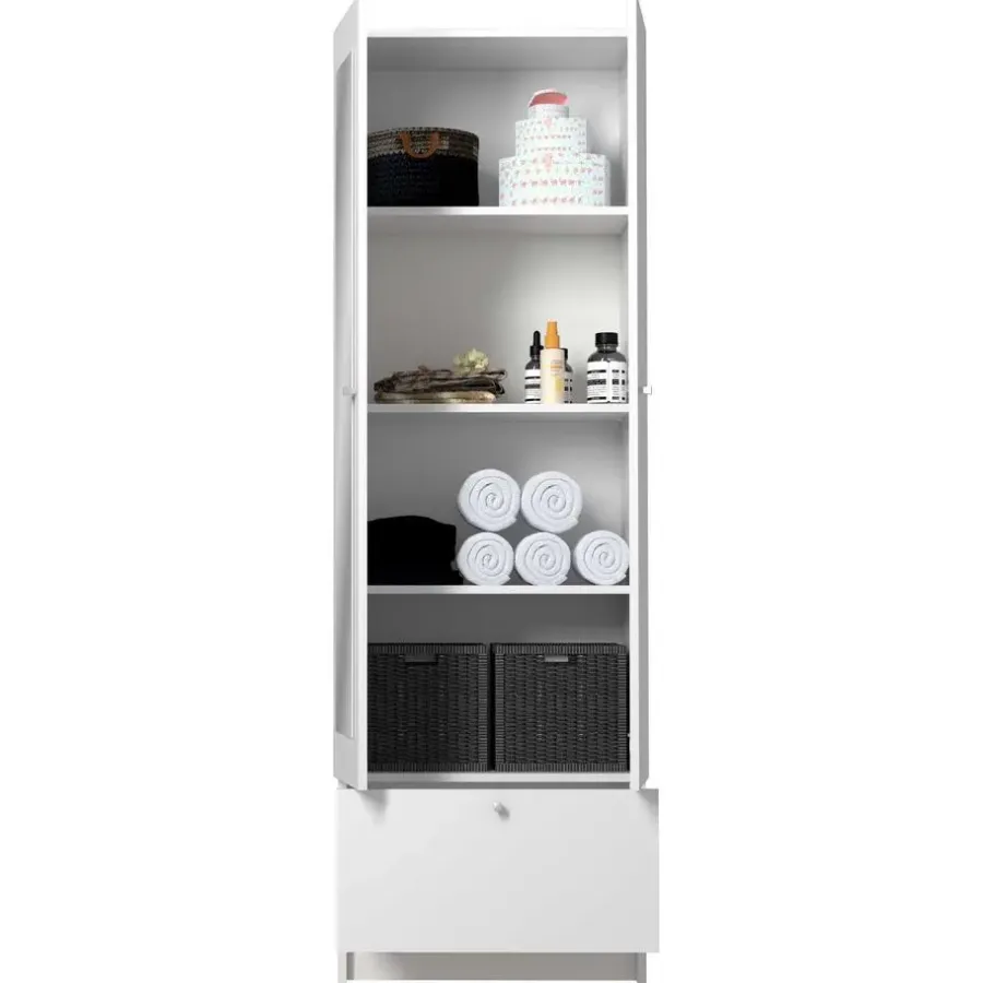 Parisot Kolomkast Fares 59cm met 2 deuren - 1 lade - wit