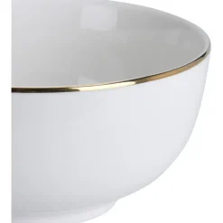 Kommen-Excellent Houseware Kommetje/serveer schaaltje - wit/goud - D14 x 7 cm - porselein