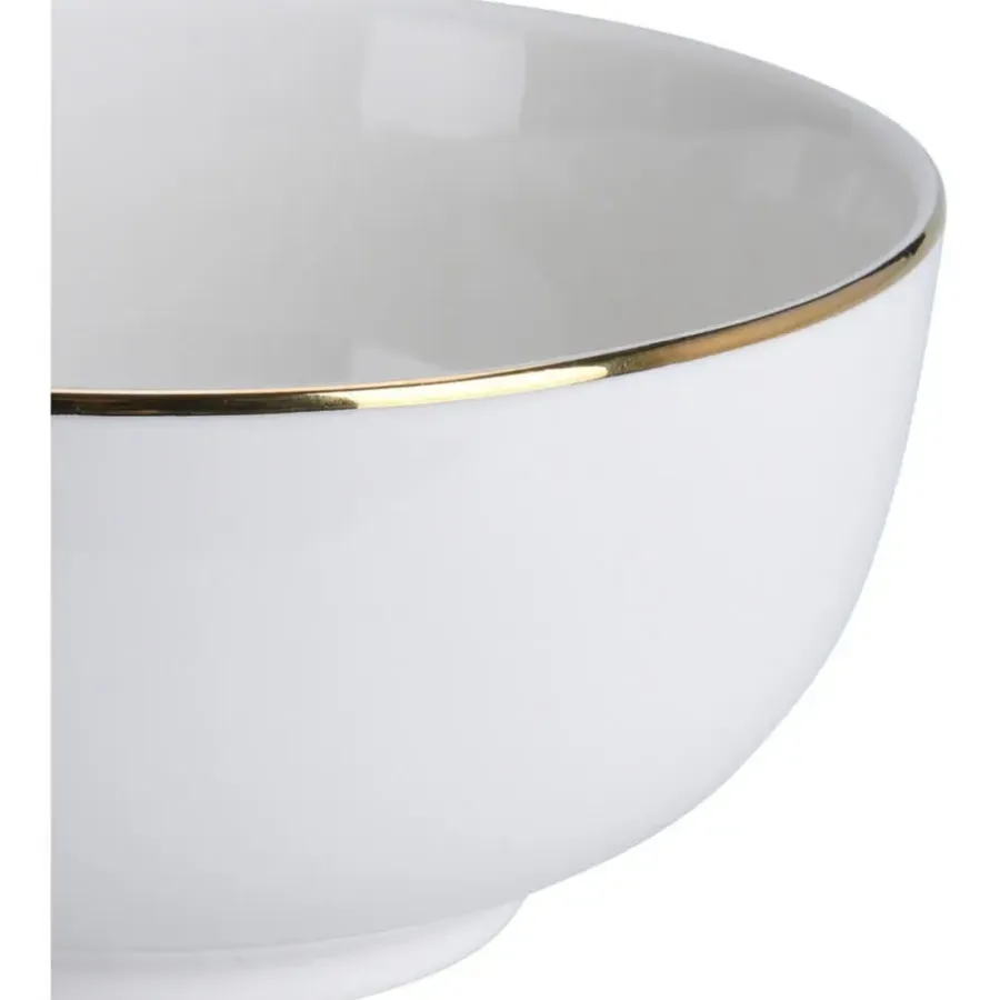 Kommen-Excellent Houseware Kommetje/serveer schaaltje - wit/goud - D14 x 7 cm - porselein
