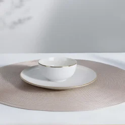 Kommen-Excellent Houseware Kommetje/serveer schaaltje - wit/goud - D14 x 7 cm - porselein