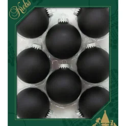Kerstballen|Kerstdecoratie-Krebs Kerstballen - 8 stuks - velvet zwart mat - glas - 7 cm