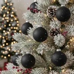 Kerstballen|Kerstdecoratie-Krebs Kerstballen - 8 stuks - velvet zwart mat - glas - 7 cm