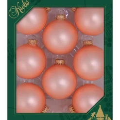 Kerstdecoratie-Krebs Kerstballen - 8 stuks - glas - koraal velvet roze - 7 cm