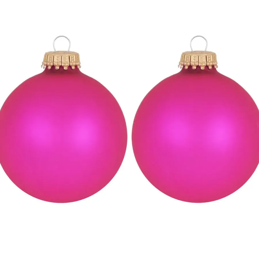 Kerstballen-Krebs Kerstballen - bubbelgum roze - 8x - glas - 7 cm