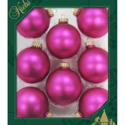 Kerstballen-Krebs Kerstballen - bubbelgum roze - 8x - glas - 7 cm