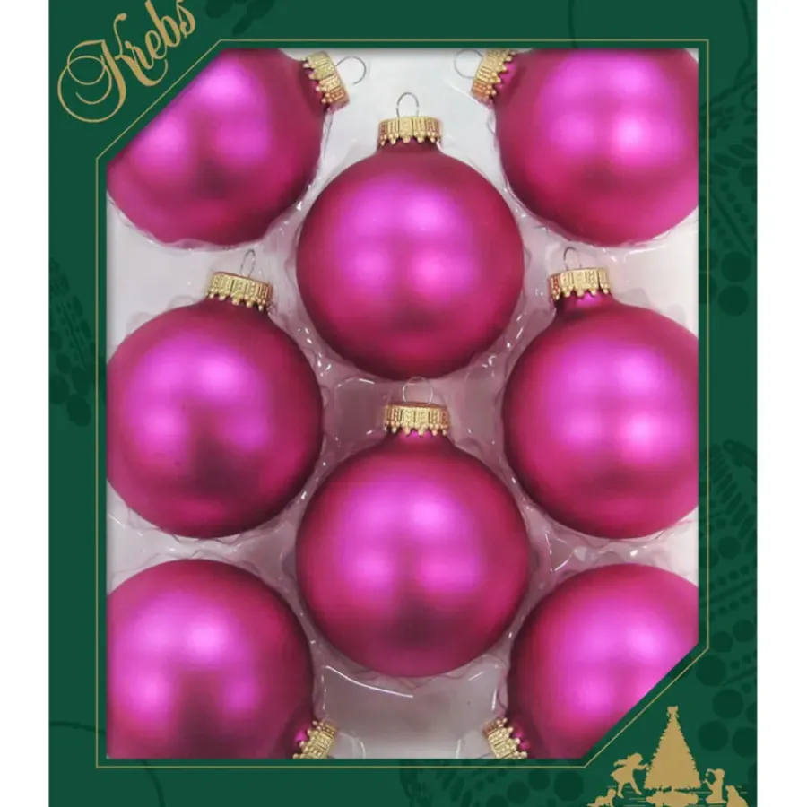 Kerstballen-Krebs Kerstballen - bubbelgum roze - 8x - glas - 7 cm