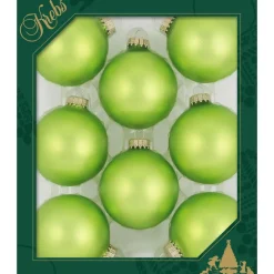 Kerstballen|Kerstdecoratie-Krebs kerstballen - 8x - parrot velvet groen kleur - D7 cm - glas