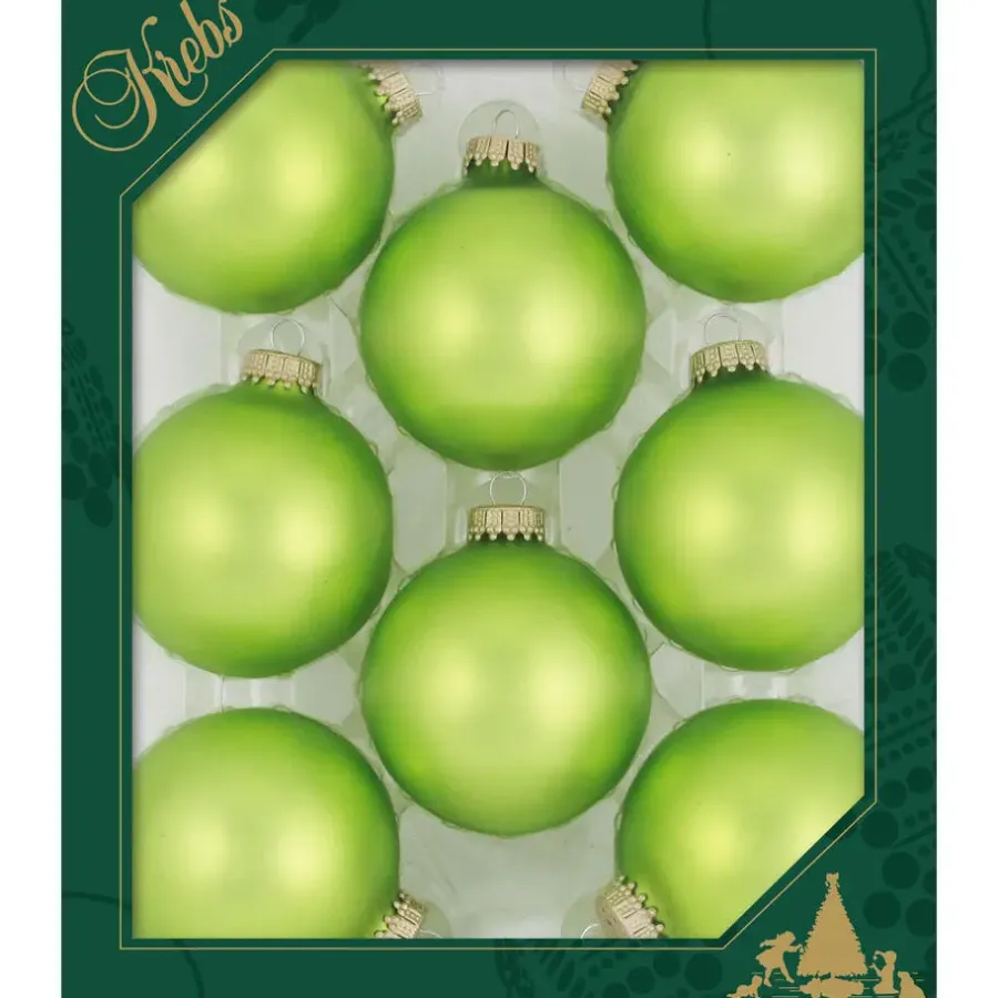 Kerstballen|Kerstdecoratie-Krebs kerstballen - 8x - parrot velvet groen kleur - D7 cm - glas