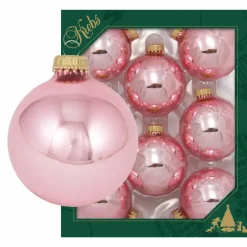 Kerstballen-Krebs kerstballen - 8x st - pink blush lichtroze - 7 cm - glas