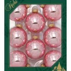 Kerstballen-Krebs kerstballen - 8x st - pink blush lichtroze - 7 cm - glas