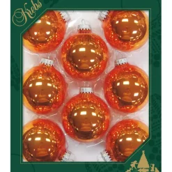 Kerstdecoratie|Kerstballen-Krebs Kerstballen - 8x st - oranje - 7cm - glas - orange crunch