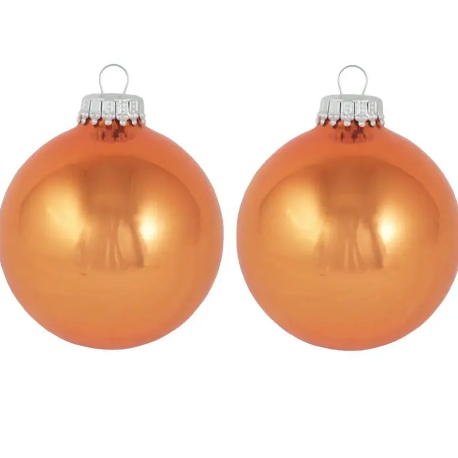 Kerstdecoratie|Kerstballen-Krebs Kerstballen - 8x st - oranje - 7cm - glas - orange crunch