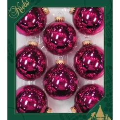Kerstballen|Kerstdecoratie-Krebs Kerstballen - 8x st - Cabernet roze - 7cm - glas - glans