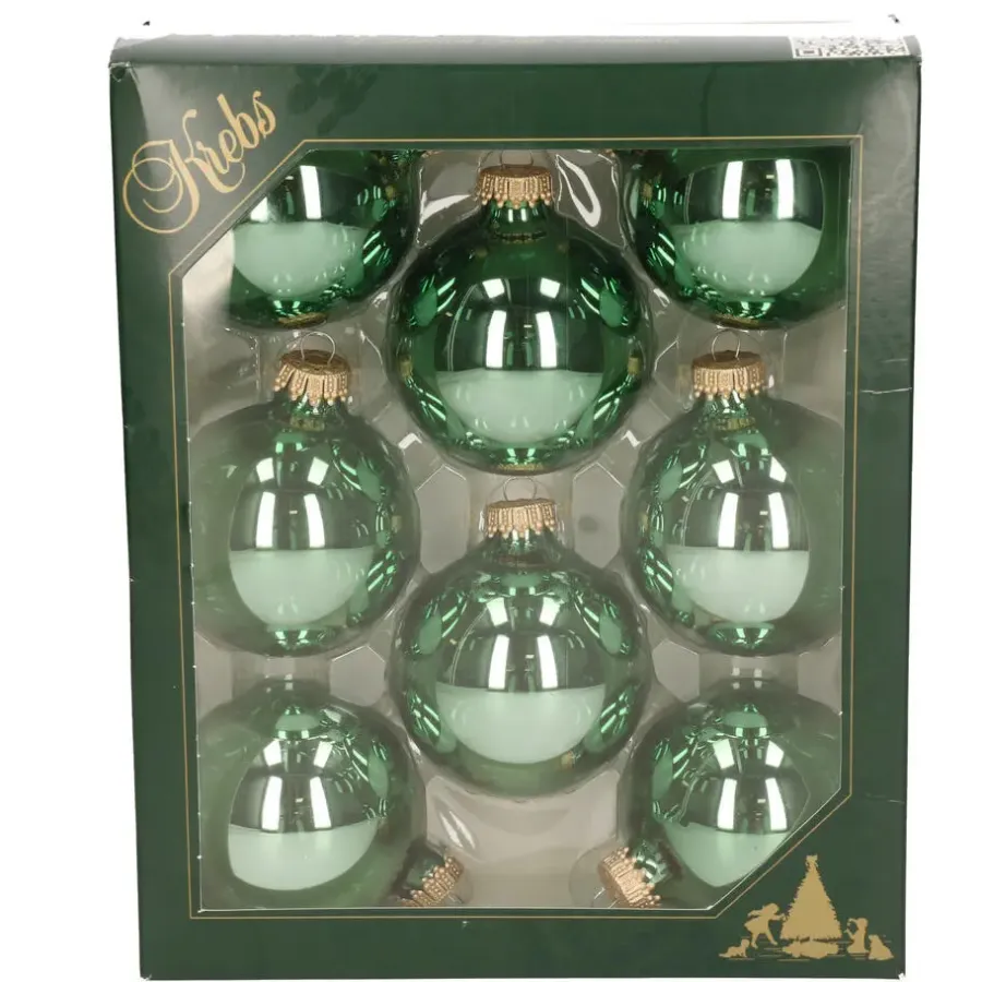Krebs kerstballen - 8x st - jade groen - 7 cm - glas