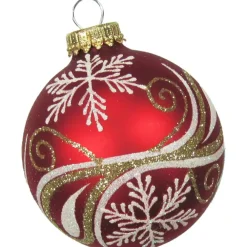 Krebs luxe gedecoreerde kerstballen - 4x - rood - 7 cm
