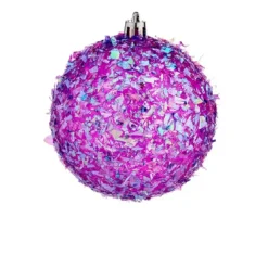 Kerstballen-Krist+ kerstballen - 6x stuks - paars - kunststof - glitter