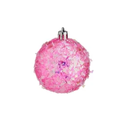 Kerstballen-Krist+ kerstballen - 6x stuks - roze - kunststof - glitter