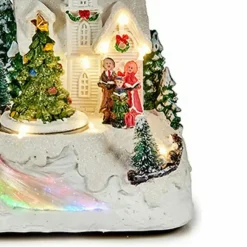 Kerstdecoratie-Krist+ Kerstdorp tafereel kerk - draaiende kerstboom