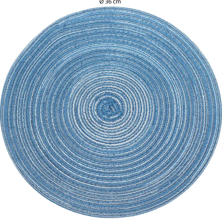 Placemats-Krumble Placemat rond - Blauw/grijs - Set van 8