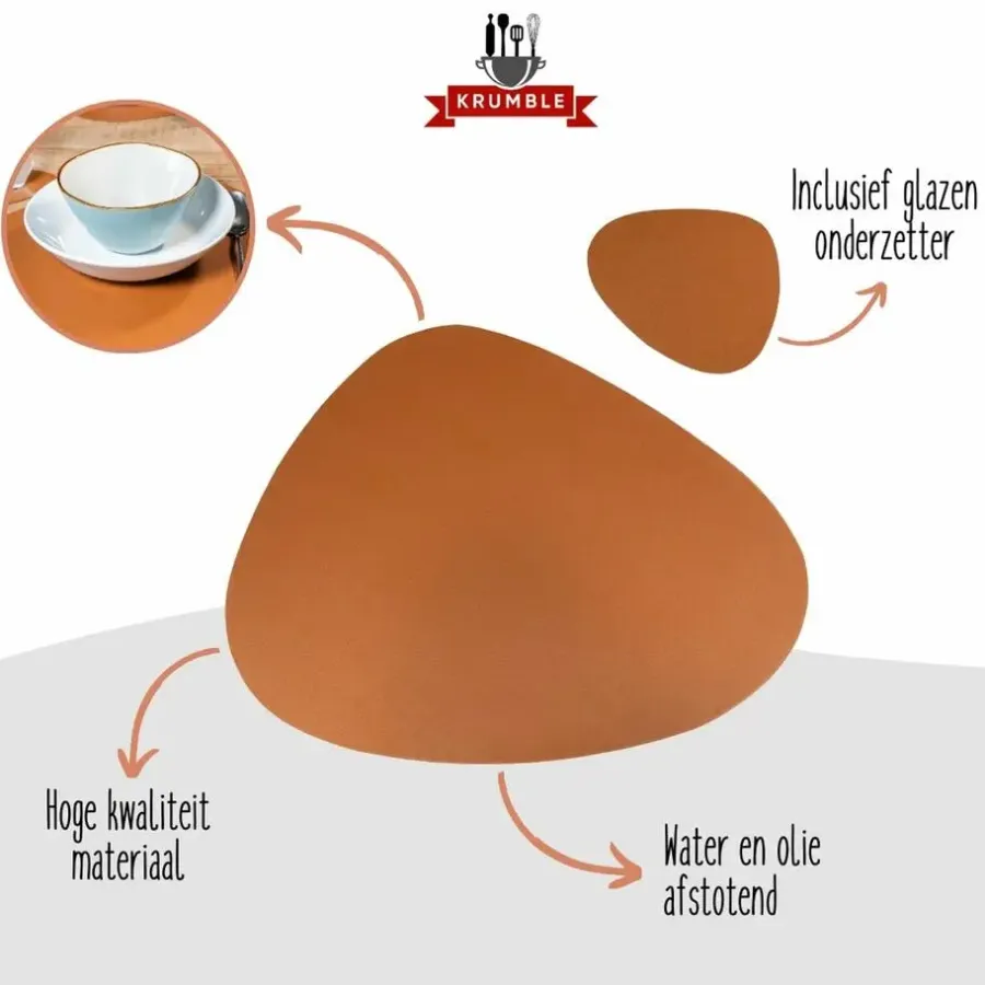 Placemats-Krumble Placemat set design - 6 stuks - Bruin