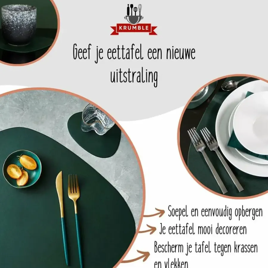 Krumble Placemat set design - 4 stuks - Groen